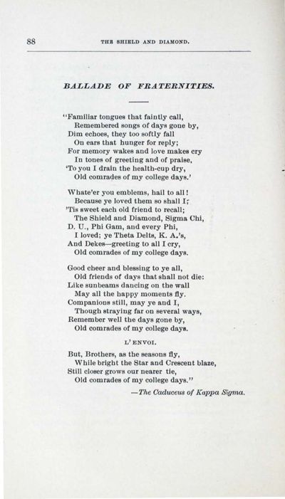 Ballade Of Fraternities